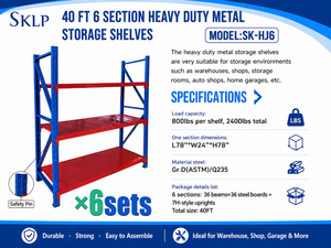 40 ft 6 Section Heavy Duty Metal Storage Shelve SKLP 2026 Unused SK-HJ6
