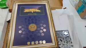 Presidential Dollar Display Frame with 5 Dollar Coin, New Quarter Book (Empty)