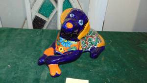 Ceramic Mexican Painted Large Dog