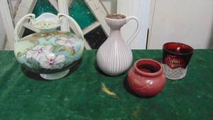 Assorted Vases including Dakota Pottery, 1903 Ruby Cup and Nippon