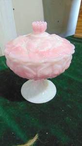 Fenton Rosealene Water Lilly Pink Swirl Slag Glass