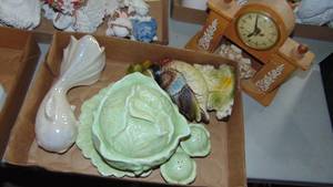 Assorted Decor and Vintage Mantle Clock
