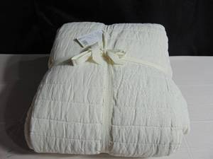 French Linen Channel Stitch Quilt - KingCal King - Cream - Bokser Home