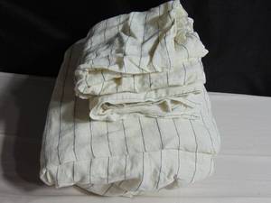 100% French Linen Sheet Set - Cal King - Charcoal Pencil Stripe  BOKSER HOME