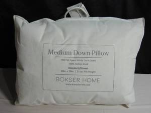 Medium 700 Fill Power Luxury White Duck Down Machine Washable White Bed Pillow - StandardQueen  BOKSER HOME