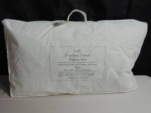 2 Pack Soft White Duck Feather & Down Bed Pillow - King  BOKSER HOME