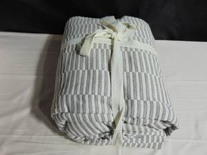 100% Cotton Textured Stripe Duvet Cover - GrayWhite - KingCal King - Bokser Home