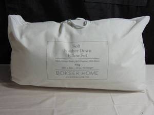 2 Pack Soft White Duck Feather & Down Bed Pillow - King  BOKSER HOME