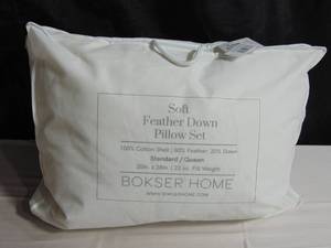 2 Pack Soft White Duck Feather & Down Bed Pillow - StandardQueen  BOKSER HOME