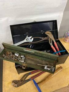 Assorted Hand Tools with Metal Tool Boxes Sockets Wrenches Pliers