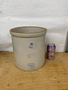 Red Wing Pottery 2 Gallon Stoneware Crock Wing Mark Hairline