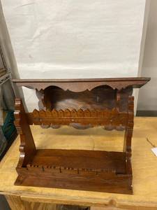 Lot Including Vintage Carved Wood Wall Shelf & Hanging Rack Decor