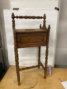 Antique Wood Smoking Stand Tobacco Cabinet Turned Spindles Good