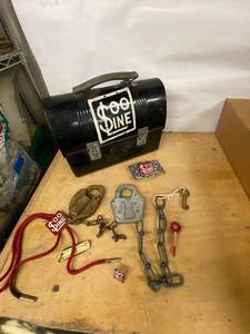 Lot Including Soo Line Railroad Memorabilia Lock Lunchbox Key Chain