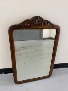 Vintage Carved Wood Wall Mirror Beveled Glass Approx 18x30 Good