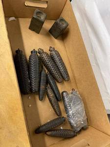 Vintage Cast Iron Clock Weights Lot Pinecone & Block Cuckoo Parts