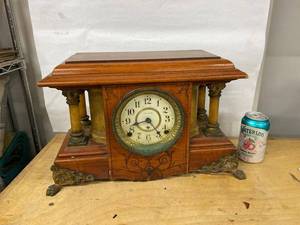 Seth Thomas Antique Mantel Clock Adamantine Case Open Escapement