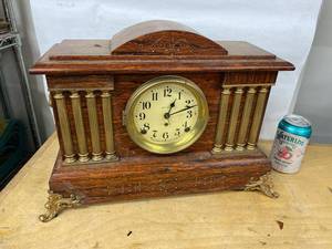 Seth Thomas Tambour Mantel Clock Faux Tiger Oak Case Parts Repair