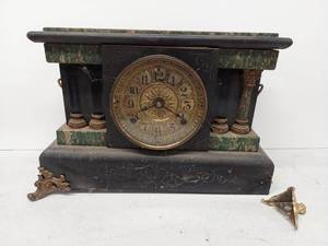 Seth Thomas Adamantine Mantel Clock Faux Marble Case Untested