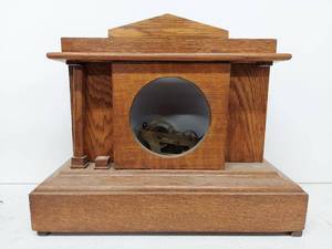 Antique Oak Mantel Clock Case w Movement Parts Repair Project