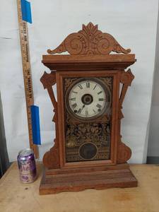 Sessions Victorian Gingerbread Shelf Clock Oak Case Approx 26in Fair