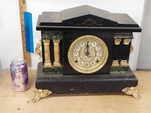 Sessions Antique Mantel Clock Black Case Ornate Dial Untested
