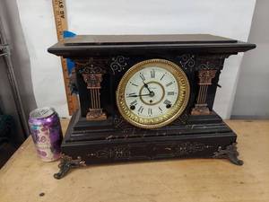 Seth Thomas Adamantine Mantel Clock Victorian Style approx. 13in Tall