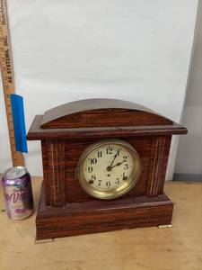Seth Thomas Mantel Clock Faux Woodgrain Case Mechanical Shelf Clock