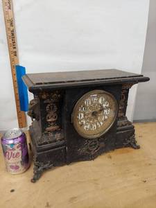 Seth Thomas Adamantine Mantel Clock Black Case Untested Antique