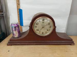 Waterbury Tambour Mantel Clock Chime Silent Wood Case Untested