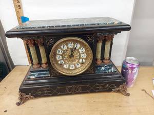 Seth Thomas Adamantine Mantel Clock Faux Marble Case Untested
