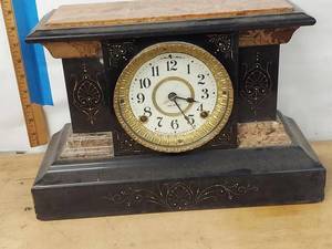 Seth Thomas Adamantine Mantel Clock Faux Marble Case Untested