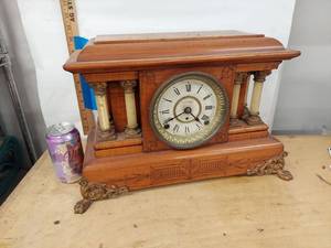 Seth Thomas Adamantine Mantel Clock Ornate Column Case Antique