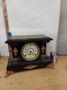 Seth Thomas Antique Adamantine Mantel Clock Black Case Untested