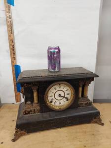 Seth Thomas Adamantine Mantel Clock Faux Marble Untested Approx 15in