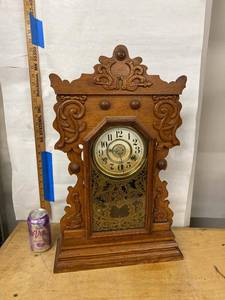 New Haven Maine Line Gingerbread Mantel Clock Victorian Oak Case