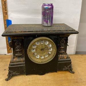 Seth Thomas Adamantine Mantel Clock Ornate Black Case Untested