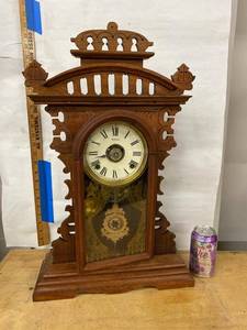 Welch Gingerbread Parlor Clock Advertising Glass Front approx. 24in