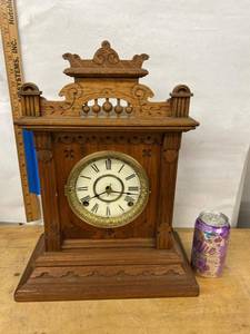 Seth Thomas Victorian Gingerbread Mantel Clock Walnut Case Approx 18in