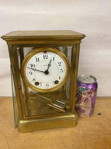 Seth Thomas Crystal Regulator Brass Mantel Clock Approx. 11.5in
