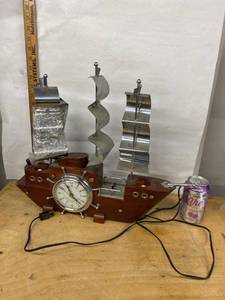 Sessions Nautical Ship Clock Wood Chrome Electric Mantel Clock