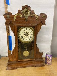 Seth Thomas Gingerbread Shelf Clock Oak Case Approx. 23in Untested