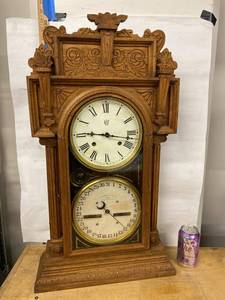 Waterbury Calendar No. 43 Oak Wall Clock Perpetual Calendar