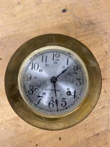 Seth Thomas Brass Marine Porthole Bulkhead Clock Untested See Photos