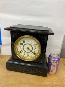 Seth Thomas Mantel Clock Black Adamantine Style Approx. 11in Fair