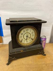 Seth Thomas Antique Mantel Clock Black Adamantine Case Untested
