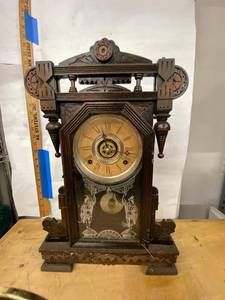 Antique Eastlake Gingerbread Shelf Mantel Clock Approx 24in Tall