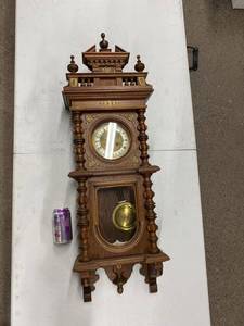 Vienna Regulator Style Wall Clock Wood Case Pendulum Untested