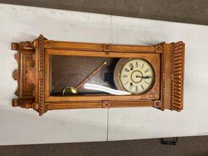 Antique Victorian Walnut Wall Regulator Clock w Pendulum Untested