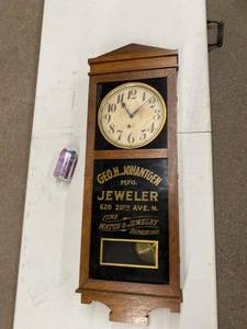 Ingraham Advertising Wall Clock Geo H Johantgen Jeweler Oak Case